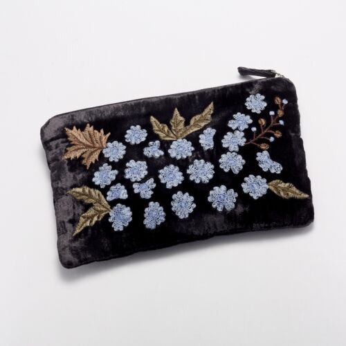 Anke Drechsel Silk Velvet Clutch Bag Small Charcoal