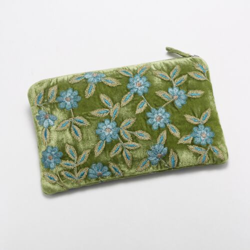 Anke Drechsel Silk Velvet Clutch Bag Small Emerald