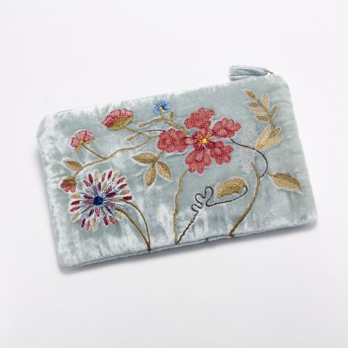 Anke Drechsel Silk Velvet Clutch Bag Small Heavenly Blue