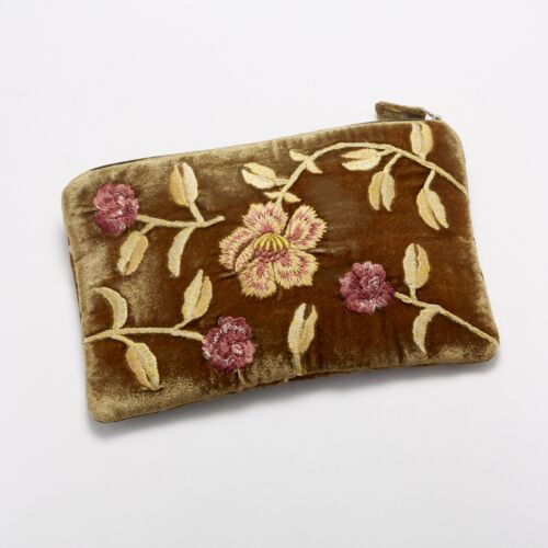 Anke Drechsel Silk Velvet Clutch Bag Small Light Brown