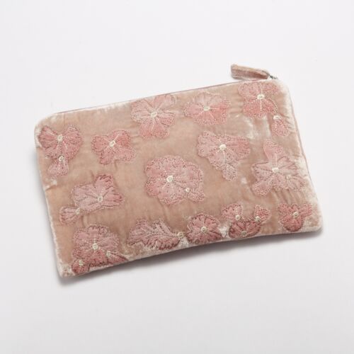 Anke Drechsel Silk Velvet Clutch Bag Small Old Rose