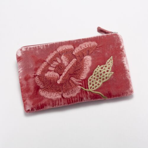 Anke Drechsel Silk Velvet Clutch Bag Small Poppy