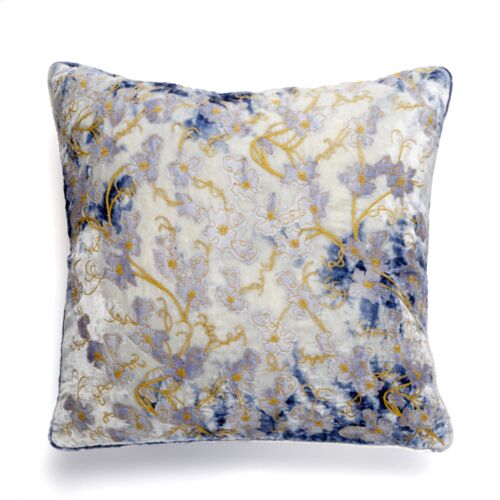 Anke Drechsel Silk Velvet Pillow Azura Shaded Blue 18"