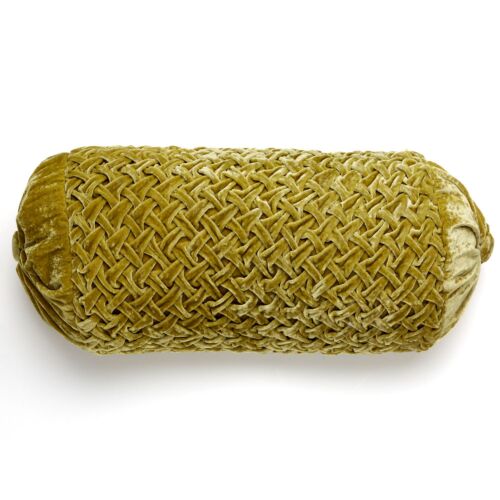 Anke Drechsel Silk Velvet Pillow Basket Weave Peridot 10x16"
