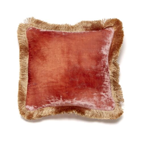 Anke Drechsel Silk Velvet Pillow Plain Fringe 11"