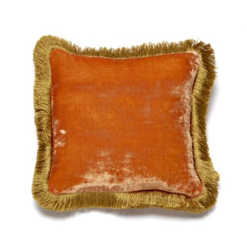 Anke Drechsel Silk Velvet Pillow Plain Fringe 11"
