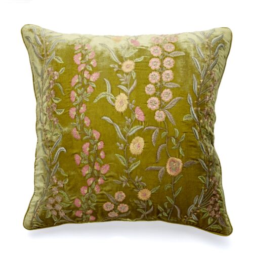 Anke Drechsel Silk Velvet Pillow Tivolie Foliate Green 20"