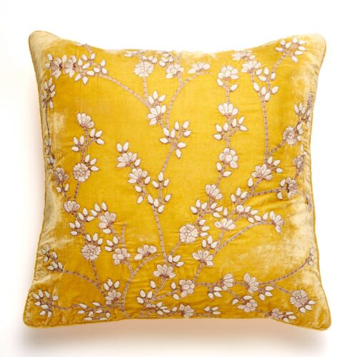 Anke Drechsel Silk Velvet Pillow Tuileries Corn Yellow 20"