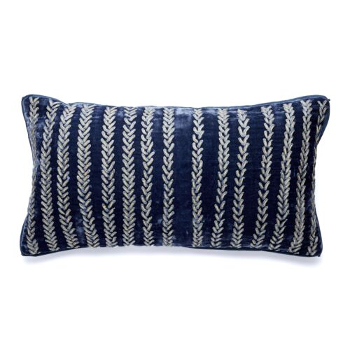 Anke Drechsel Silk Velvet Pillow Twine Indigo 12x24"