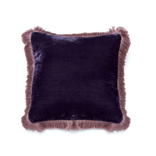 Anke Drechsel Silk Velvet Pillow with Fringe 10.5"
