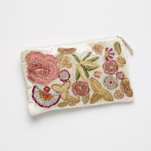 Anke Drechsel Silk Velvet Pouch Fleur Ivory