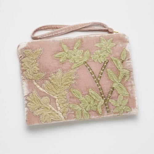 Anke Drechsel Silk Velvet Pouch Large Candolyn Old Rose