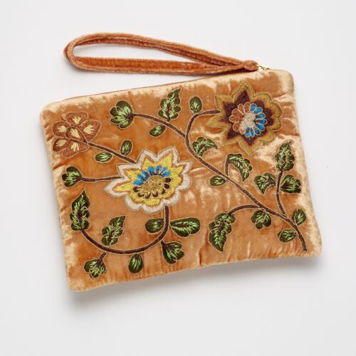 Anke Drechsel Silk Velvet Pouch Large Carine Tangerine