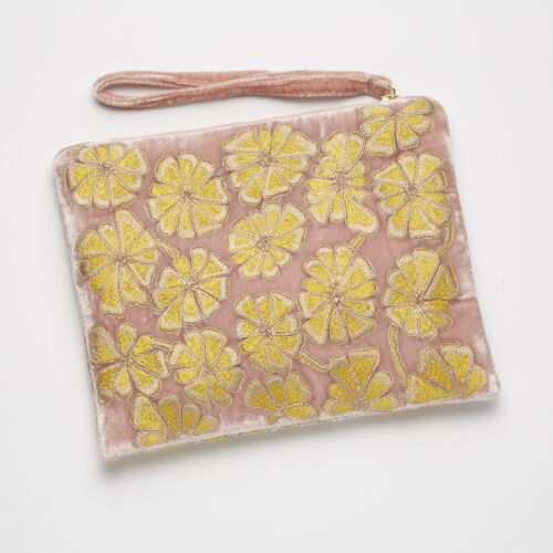 Anke Drechsel Silk Velvet Pouch Large Dya Old Rose