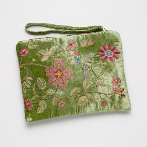 Anke Drechsel Silk Velvet Pouch Large Megan Emerald
