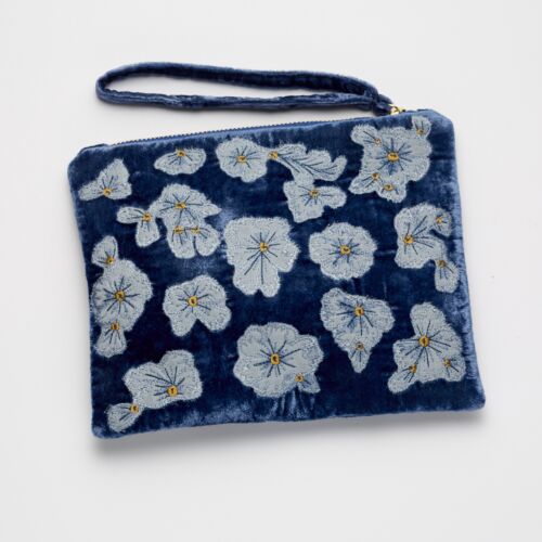 Anke Drechsel Silk Velvet Pouch Large Louisa Cobalt