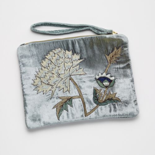 Anke Drechsel Silk Velvet Pouch Large Milva Lake Blue
