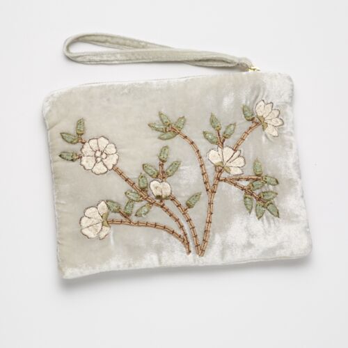 Anke Drechsel Silk Velvet Pouch Large Tuileries Blue