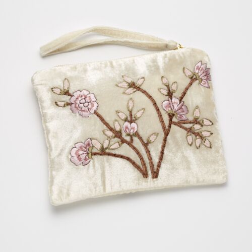 Anke Drechsel Silk Velvet Pouch Large Tuileries Ivory 