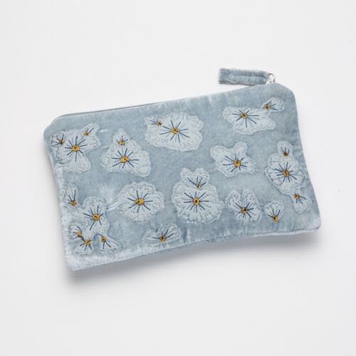 Anke Drechsel Silk Velvet Pouch Louisa Heavenly Blue