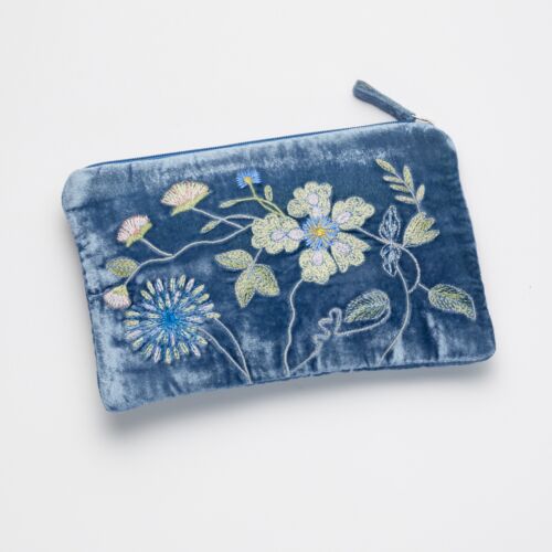 Anke Drechsel Silk Velvet Pouch Megan Riviera Blue