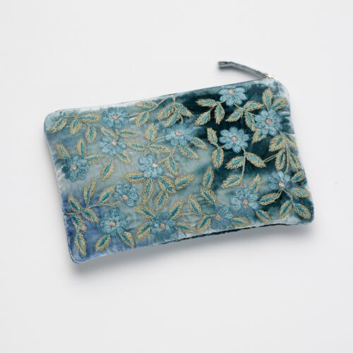 Anke Drechsel Silk Velvet Pouch Moira Shaded Indigo