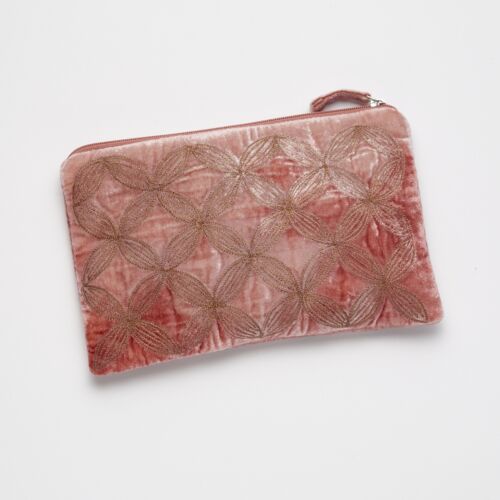 Anke Drechsel Silk Velvet Pouch Piazza Shaded Rose