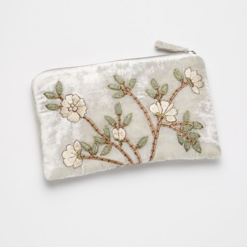 Anke Drechsel Silk Velvet Pouch Tuileries Blue