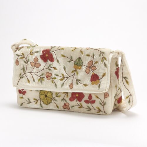Anke Drechsel Silk Velvet Shoulder Bag Purse Ivory