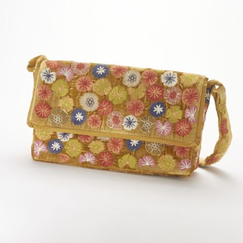 Anke Drechsel Silk Velvet Shoulder Bag Purse Antique Gold