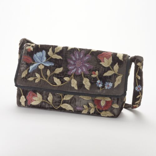 Anke Drechsel Silk Velvet Shoulder Bag Purse Graphite