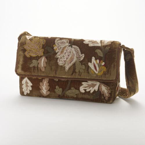 Anke Drechsel Silk Velvet Shoulder Bag Purse Light Brown