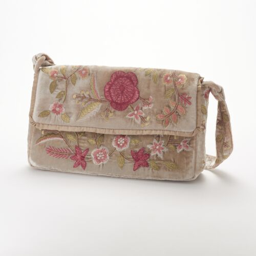 Anke Drechsel Silk Velvet Shoulder Bag Purse Oyster