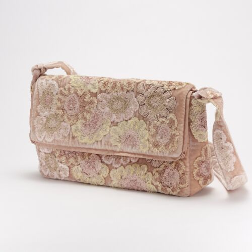 Anke Drechsel Silk Velvet Shoulder Bag Purse Rose Quartz