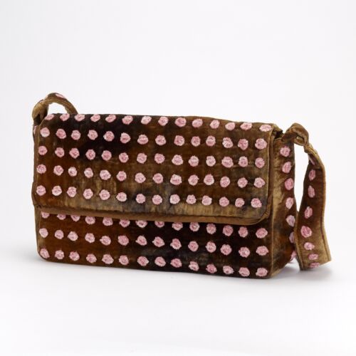 Anke Drechsel Silk Velvet Shoulder Bag Purse Shaded Brown & Pink