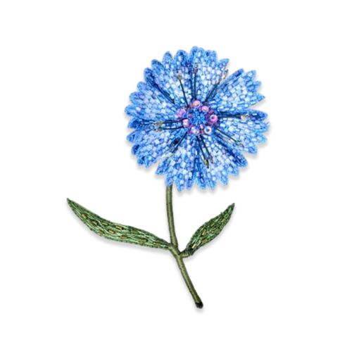 Artisan Brooch Pin Blue Bottleflower