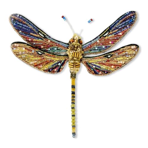 Artisan Brooch Pin Brown Hawker Dragonfly 