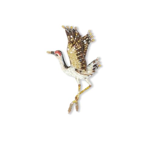 Artisan Brooch Pin Whooping Crane