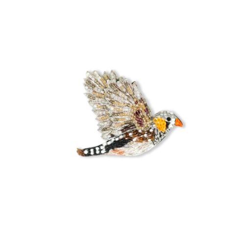 Artisan Brooch Pin Zebra Finch