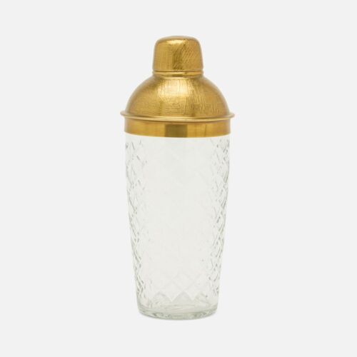 Artisan Glass Cocktail Shaker Antique Brass