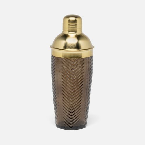 Artisan Glass Cocktail Shaker Smoke & Gold