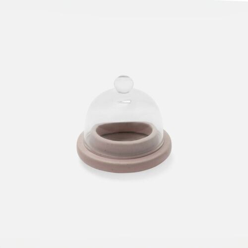 Artisan Glass & Salt Glaze Pink Butter Dish