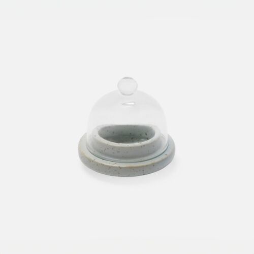 Artisan Glass & Salt Glaze White Butter Dish