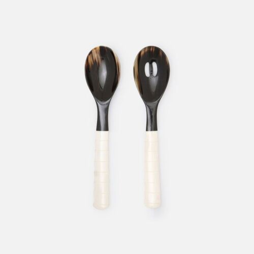 Artisan Horn Mixed Black & Bone Serving Set/2