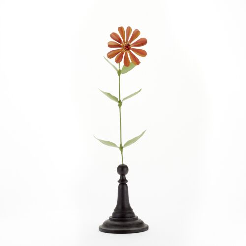 Artisan Metal Flower Big Orange Zinnia