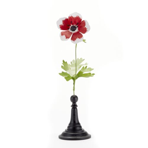 Artisan Metal Flower Big Red & White Anemone