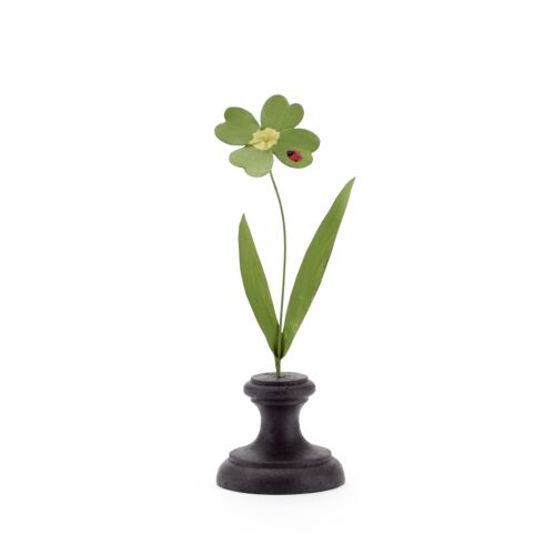  Artisan Metal Flower Four Leaf Clover with Ladybug