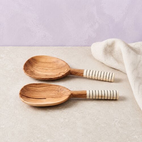 Artisan Olive Wood & Bone Serving Set