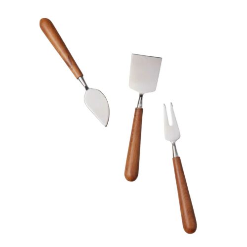 Artisan Teak Stainless Steel 3-Piece Cheese Set