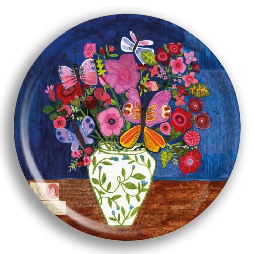 Avenida Butterfly Flowers Round Tray
